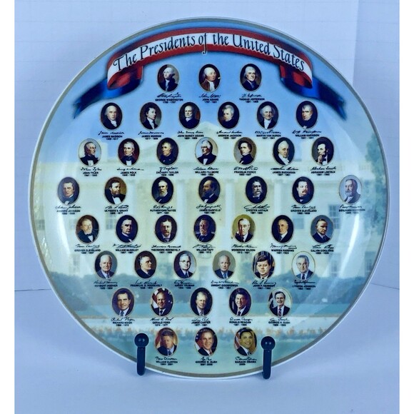 PRESIDENTS OF THE USA COLLECTOR'S PLATE - WASHINGTON THROUGH OBAMA 8" - Picture 2 of 8